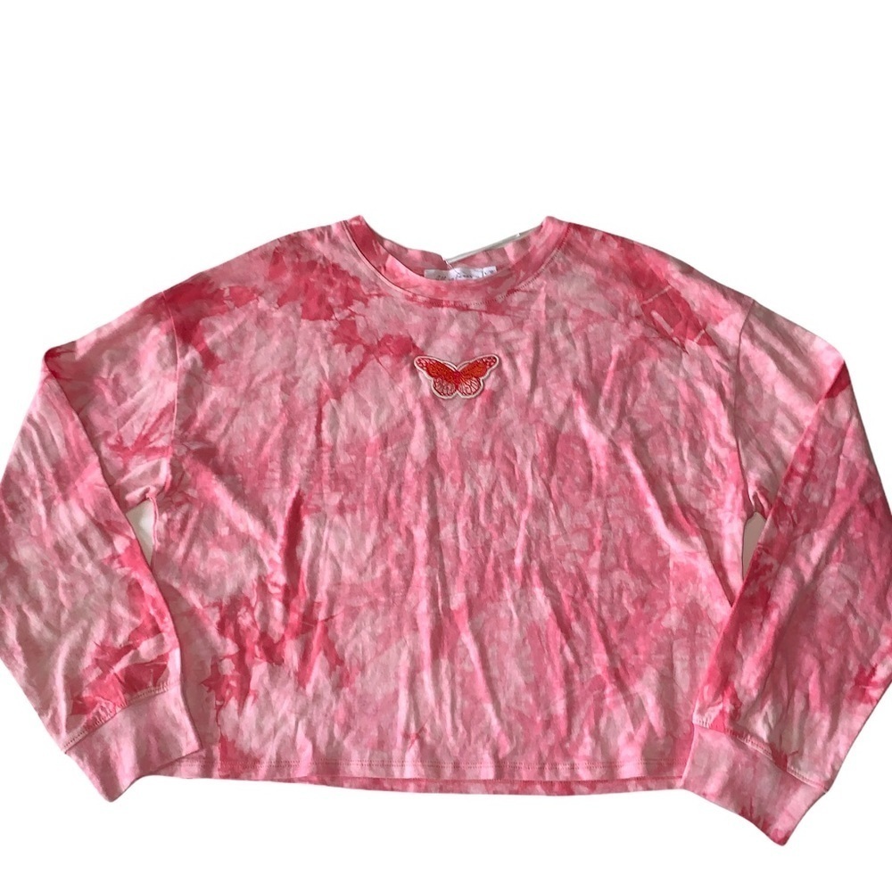All In Favor Cropped Butterfly Crewneck Tee NWT